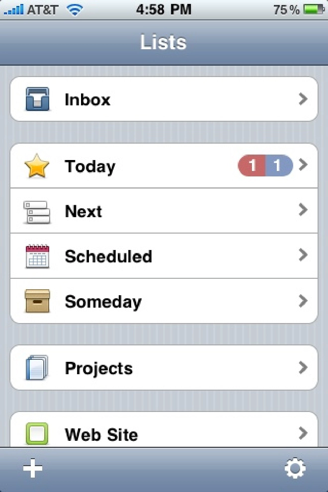 Things for iPhone - List Selection