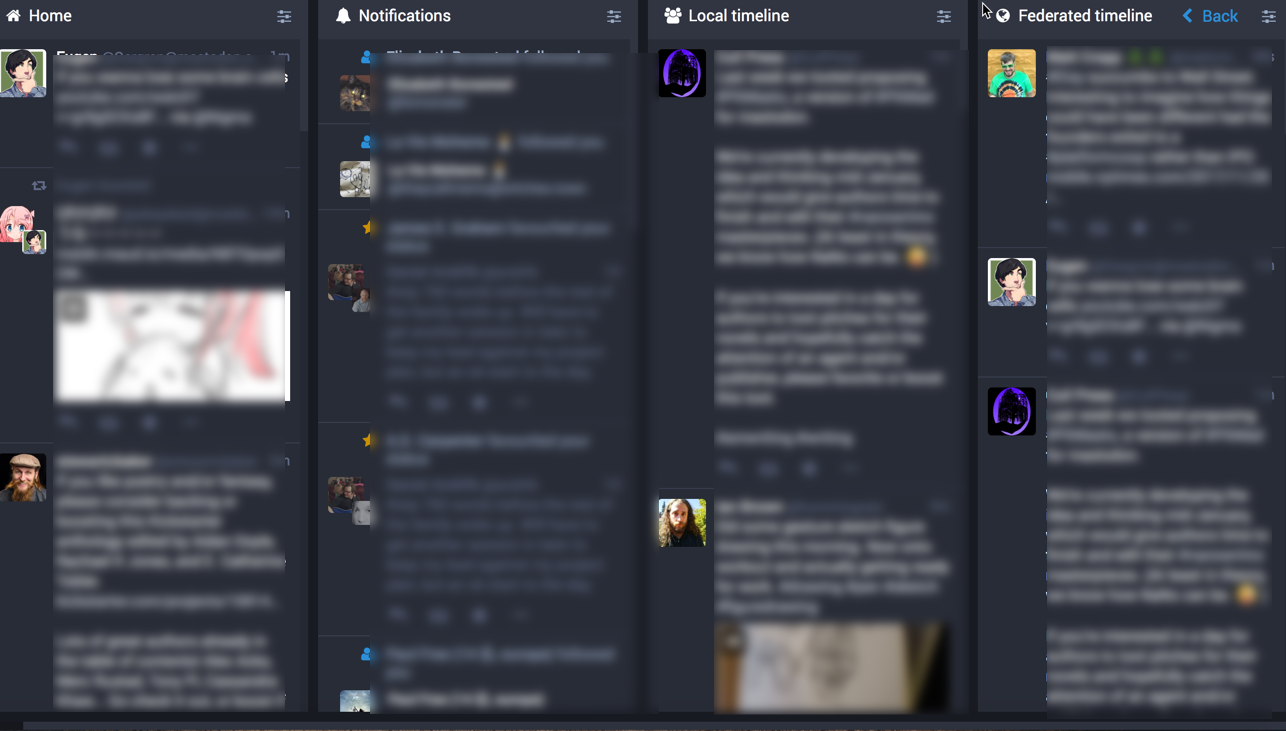 Screenshot of customizing feeds in Mastodon