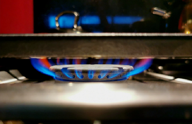 Image of gas oven burner lit