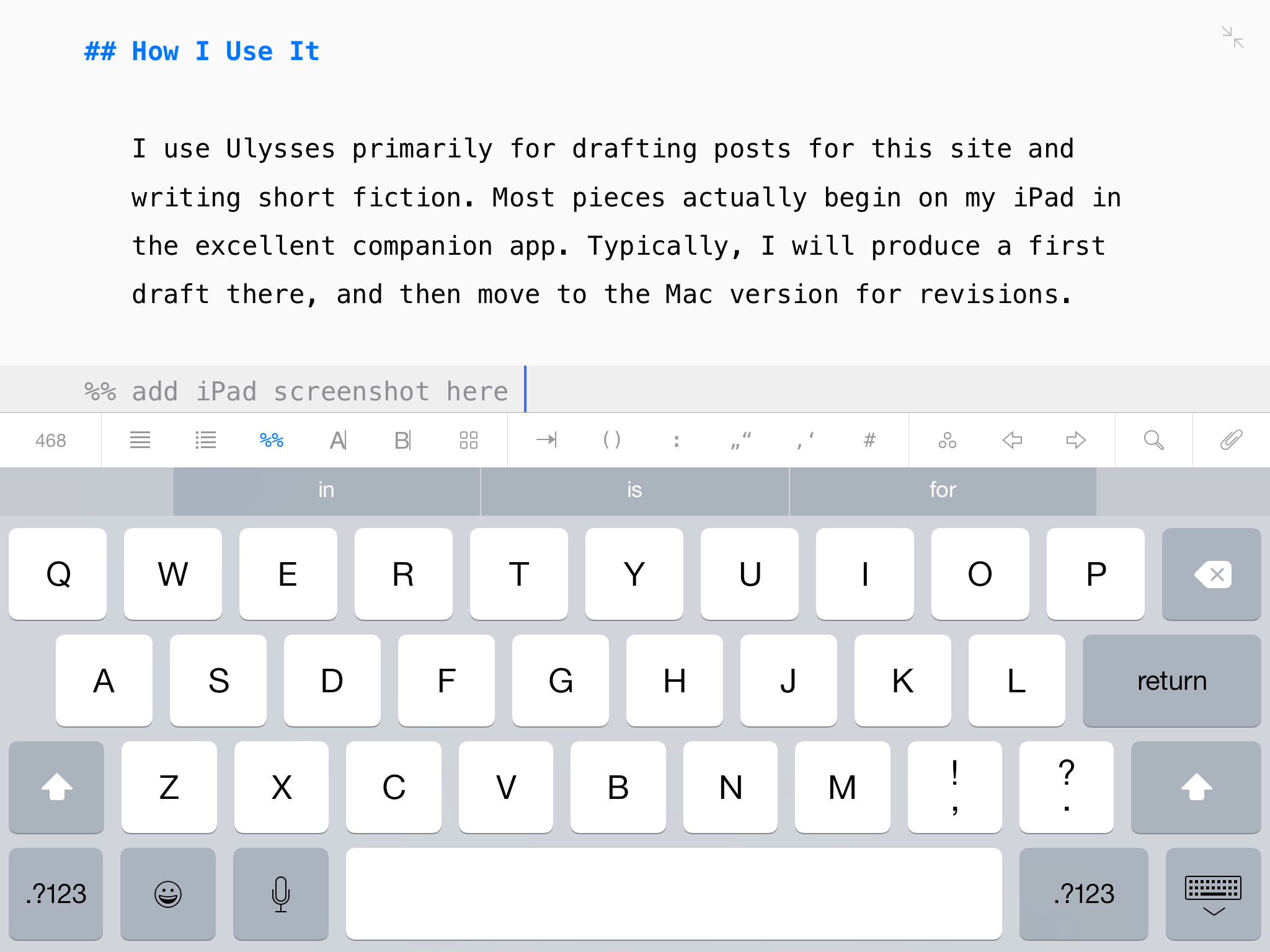 Writing this post on my iPad